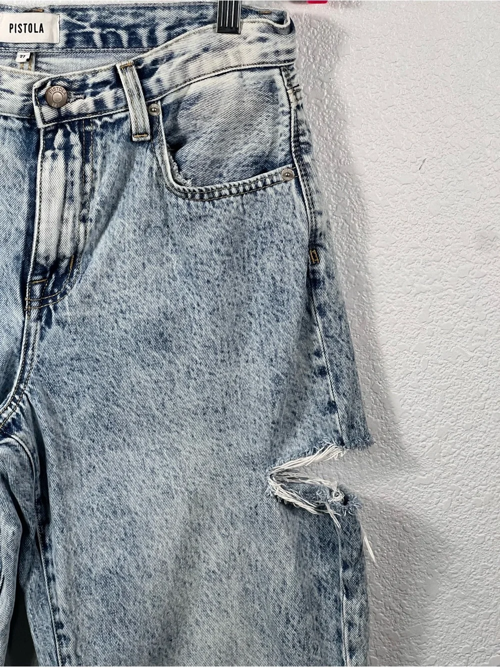 PISTOLA DENIM Bobbie High Rise Jeans In Clear Waters Sz 26/27 Runs Large Cotton